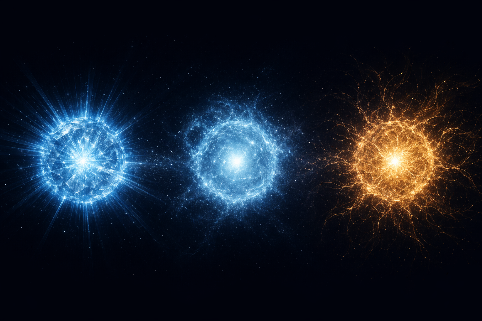 Three distinct luminous minds